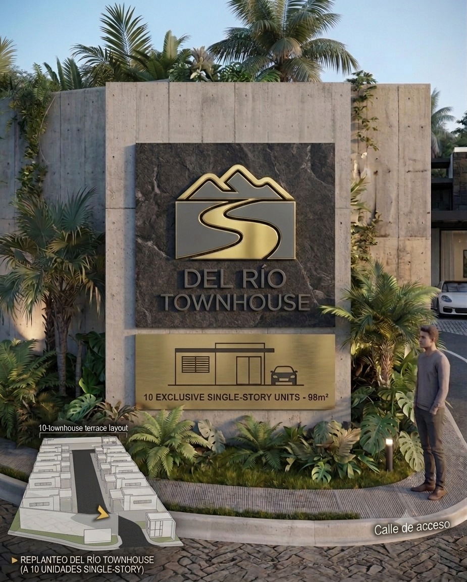 Del Río Townhouse — Acceso principal del desarrollo